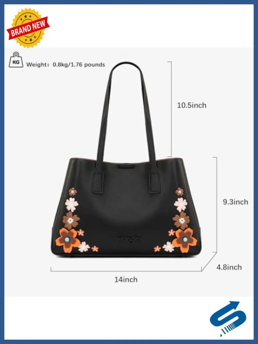 Floral PU Leather Tote Bag Top Handle Satchel Shoulder Bag Large Capacity Work